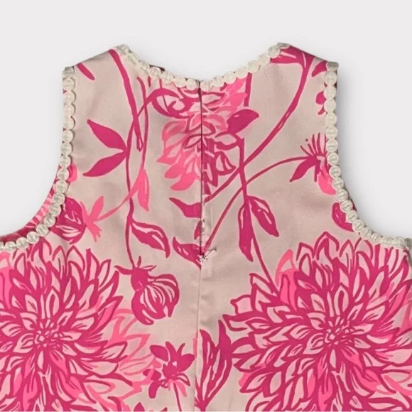 Lilly Pulitzer Sleeveless Shift Dress Size 0 Pink White Floral Lace Back Zipper - Picture 7 of 10